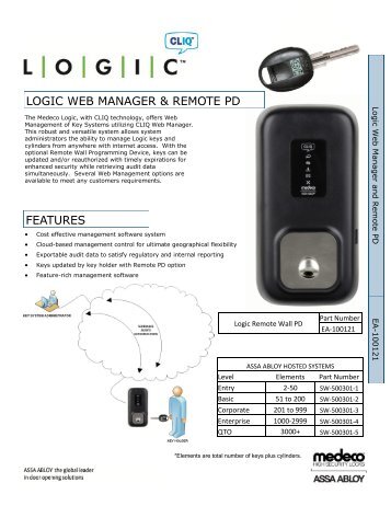 LOGIC WEB MANAGER & REMOTE PD FEATURES - Medeco