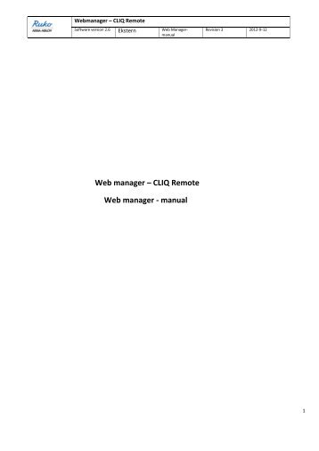 Web manager – CLIQ Remote Web manager - manual - Ruko