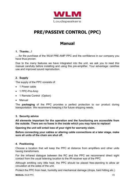 Pre-/Passive CONTROL - WLM