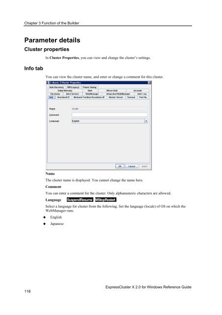 ExpressCluster X 2.0 for Windows Reference Guide - Nec