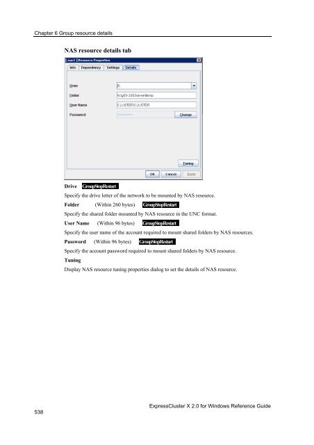 ExpressCluster X 2.0 for Windows Reference Guide - Nec