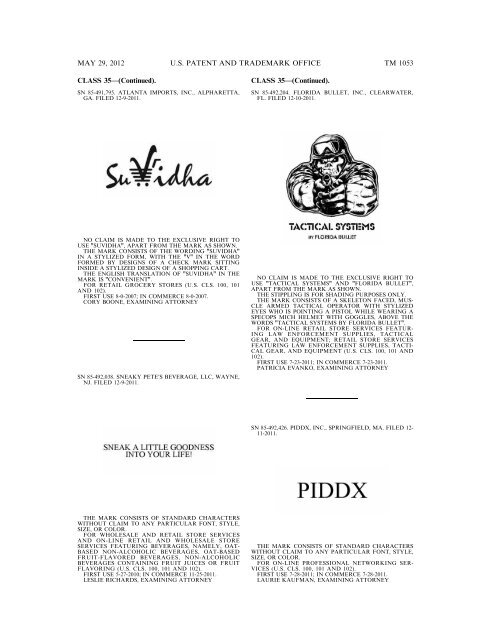 marks published for opposition - U.S. Patent and Trademark Office