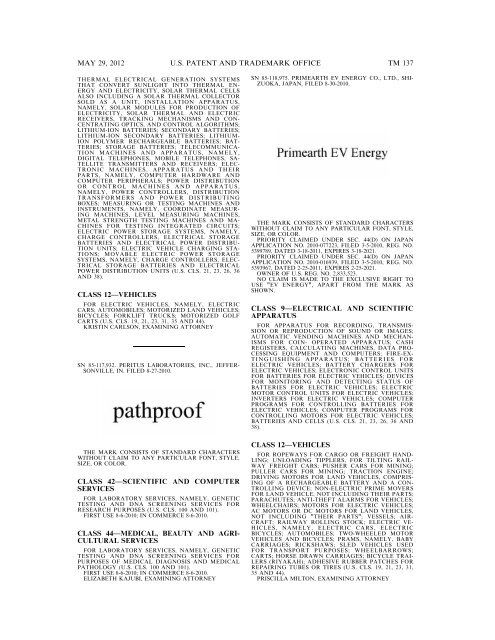 marks published for opposition - U.S. Patent and Trademark Office