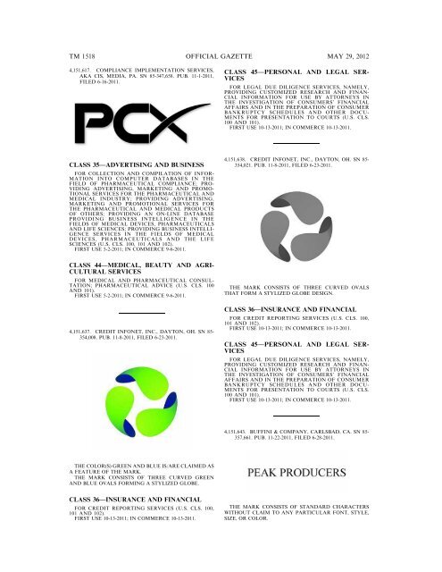 marks published for opposition - U.S. Patent and Trademark Office