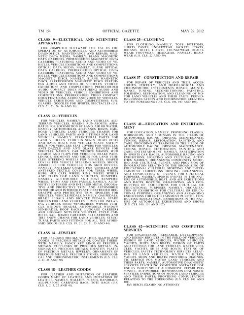 marks published for opposition - U.S. Patent and Trademark Office