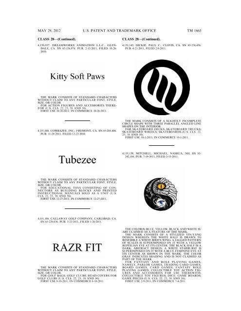 marks published for opposition - U.S. Patent and Trademark Office