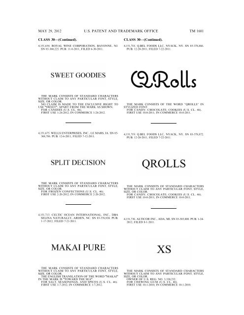 marks published for opposition - U.S. Patent and Trademark Office