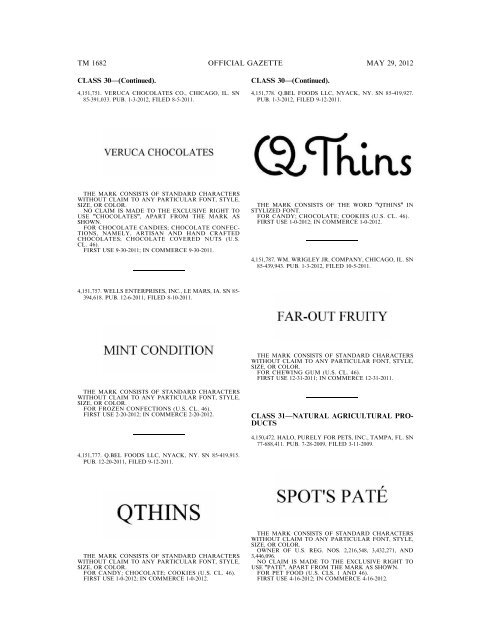 marks published for opposition - U.S. Patent and Trademark Office