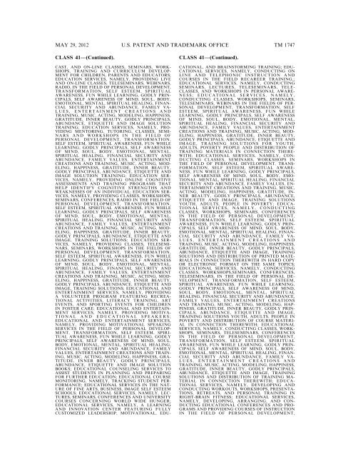 marks published for opposition - U.S. Patent and Trademark Office