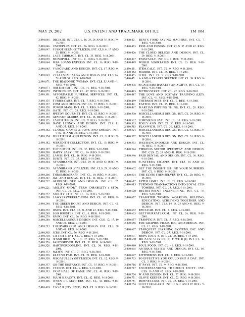 marks published for opposition - U.S. Patent and Trademark Office