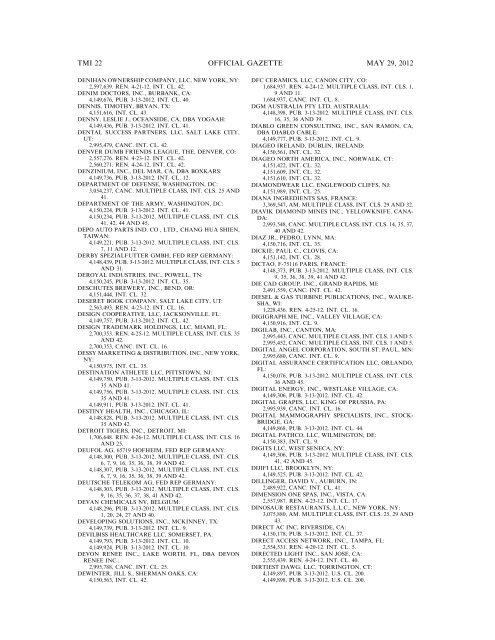 marks published for opposition - U.S. Patent and Trademark Office