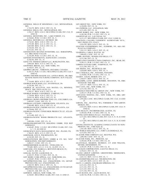 marks published for opposition - U.S. Patent and Trademark Office