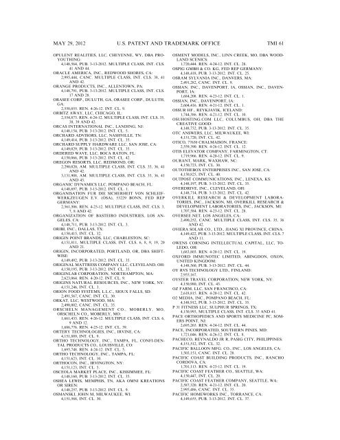 marks published for opposition - U.S. Patent and Trademark Office