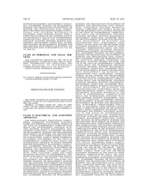 marks published for opposition - U.S. Patent and Trademark Office