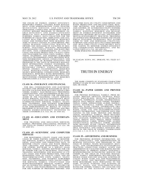 marks published for opposition - U.S. Patent and Trademark Office