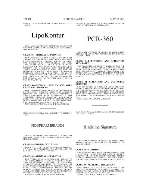 marks published for opposition - U.S. Patent and Trademark Office