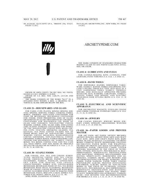 marks published for opposition - U.S. Patent and Trademark Office