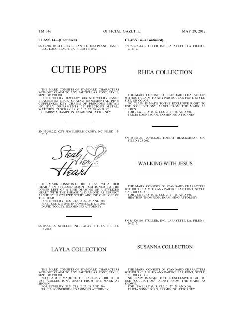 marks published for opposition - U.S. Patent and Trademark Office