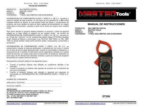 MANUAL DE INSTRUCCIONES DT266 - Master