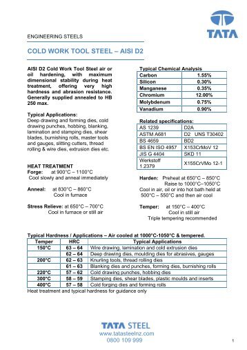 COLD WORK TOOL STEEL – AISI D2