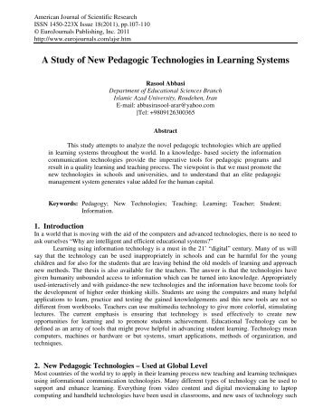 A Study of New Pedagogic Technologies in Learning ... - EuroJournals