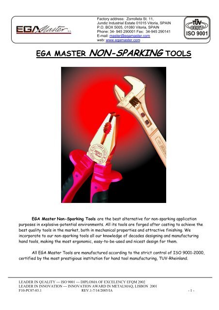 EGA-Master Non Sparking Hand Tools