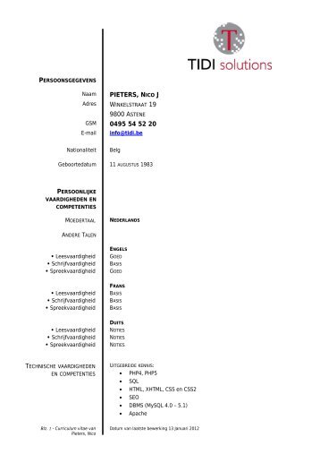 EUROPEES CURRICULUM VITAE MODEL ... - nstatic.be Website