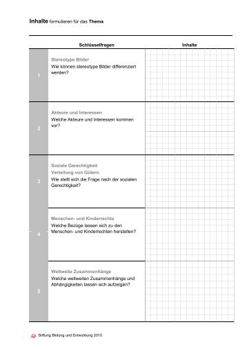 Kopiervorlage Inhalte - Stiftung Bildung und Entwicklung