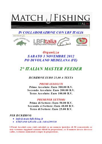 2° ITALIAN MASTER FEEDER - Match Fishing Italia