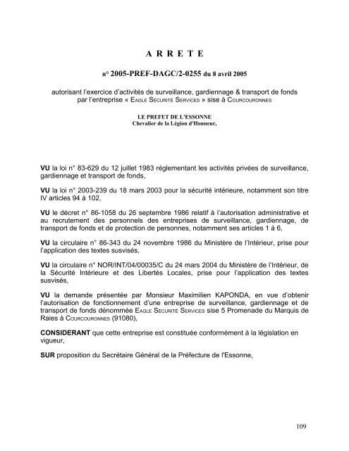 arrete - Services de l'Etat de l'Essonne