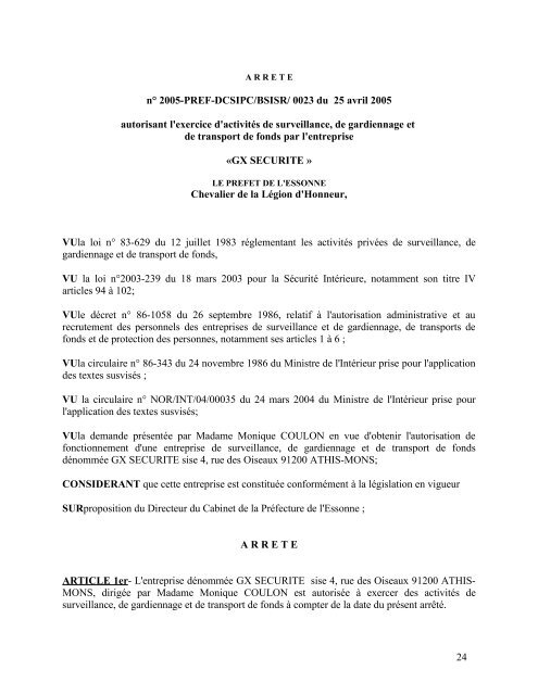 arrete - Services de l'Etat de l'Essonne