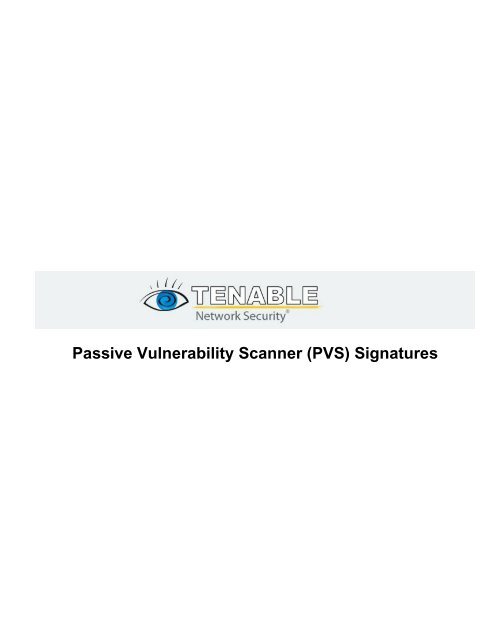 PVS) Signatures - Tenable Network Security