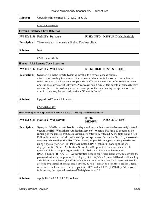 (PVS) Signatures - Tenable Network Security