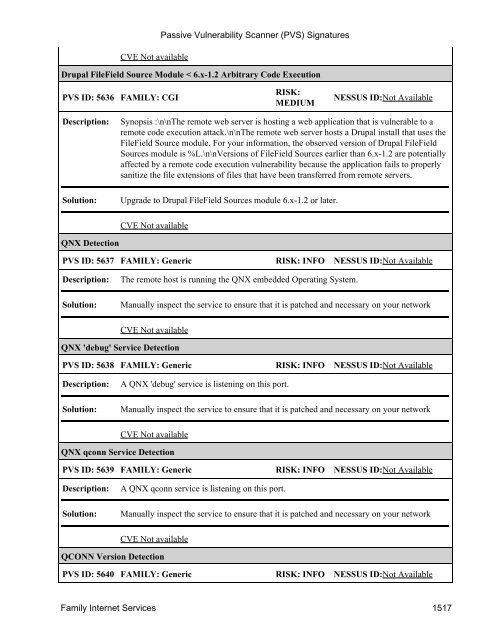 (PVS) Signatures - Tenable Network Security