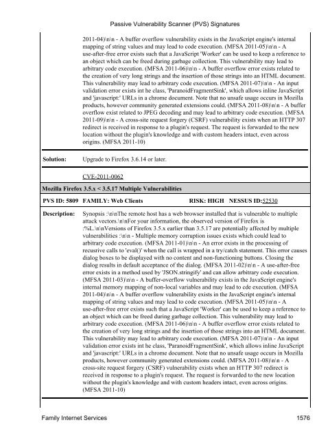 (PVS) Signatures - Tenable Network Security