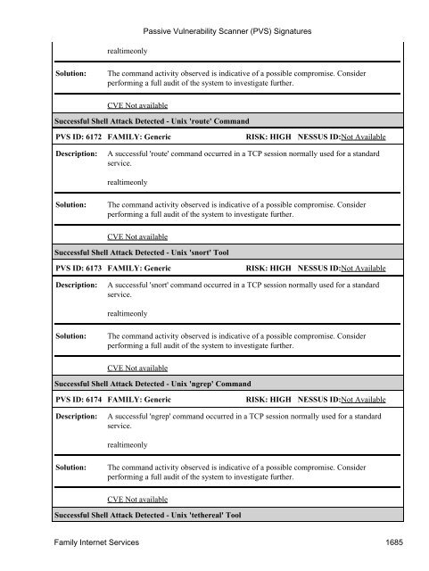 (PVS) Signatures - Tenable Network Security