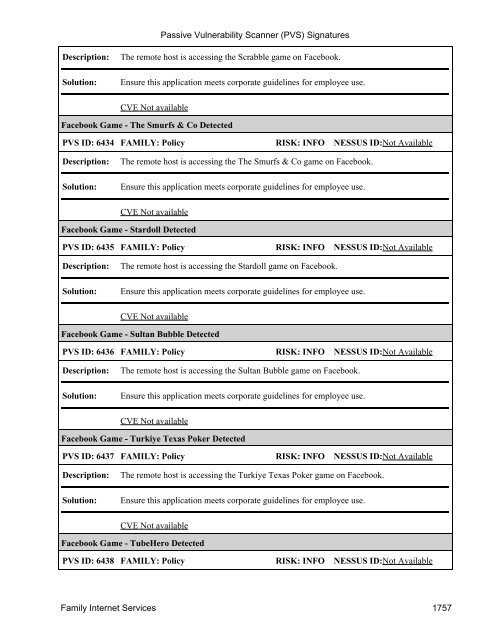 (PVS) Signatures - Tenable Network Security