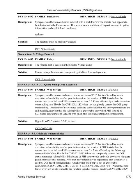 (PVS) Signatures - Tenable Network Security