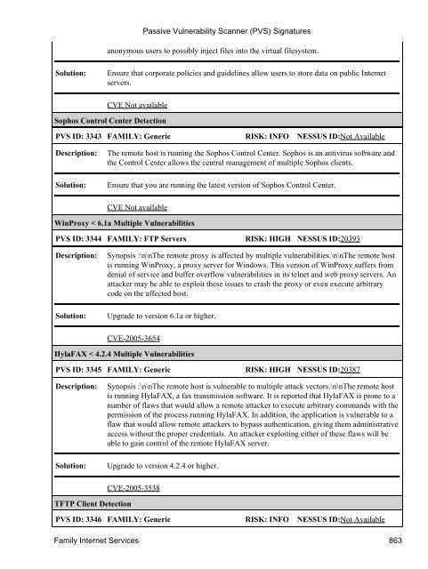 (PVS) Signatures - Tenable Network Security