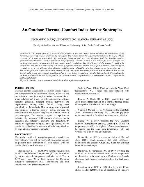 An Outdoor Thermal Comfort Index for the Subtropics