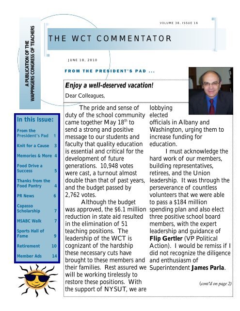 THE WCT COMMENTATOR - Wappingers Congress of Teachers