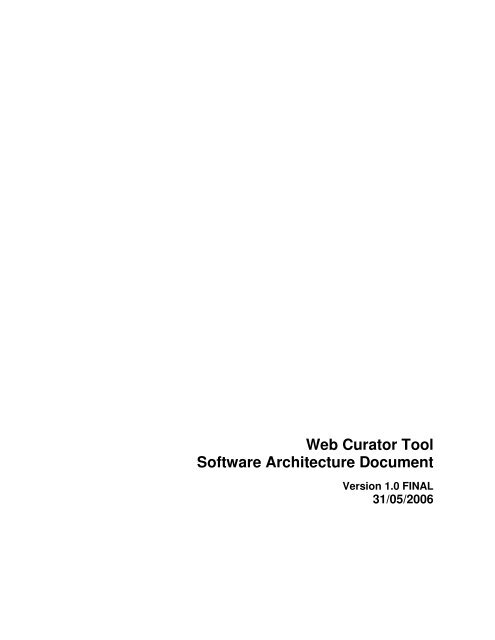 Web Curator Tool Software Architecture Document