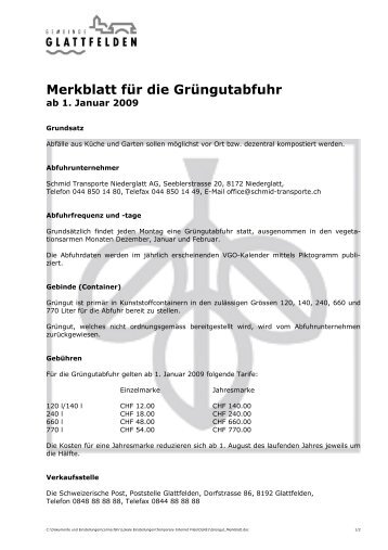 Merkblatt für die Grüngutabfuhr - Glattfelden