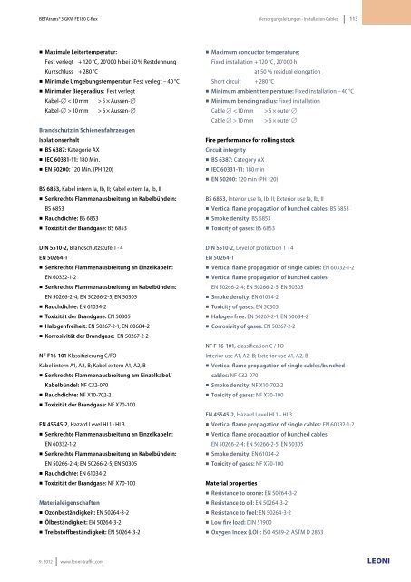 Kabel & Systeme Cables & Systems Business Unit Traffic / Rolling ...