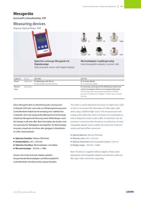 Kabel & Systeme Cables & Systems Business Unit Traffic / Rolling ...