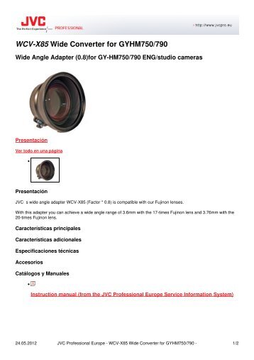 JVC WCV-X85 Product Leaflet - SPECTRAtech