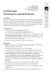 Vereinbarungen Vermietung des Jugendtreffs Bunker