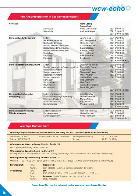 Ausgabe Mai 2011 - Wohnungen Chemnitz - WCW eG