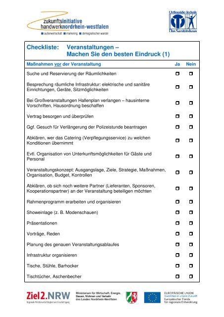 Checkliste: Veranstaltungen – Machen Sie den besten Eindruck (1 ...