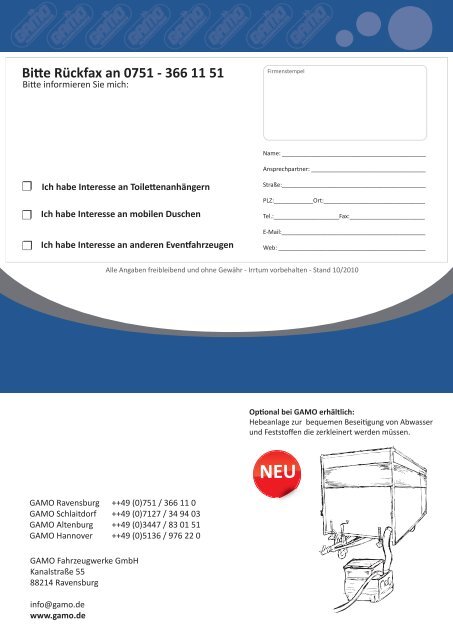 Sanitäranhänger - GAMO Fahrzeugwerke GmbH